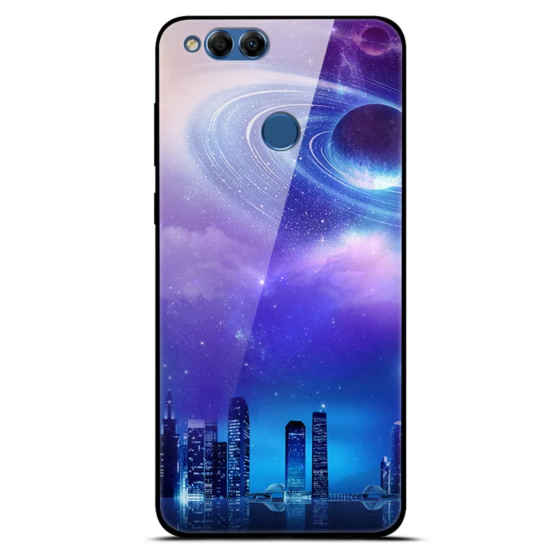 01 Чехол из закаленного стекла для huawei honor 7X, чехол с изображением планеты космоса, противоударный стеклянный чехол-накладка для huawei honor 7X X7 7X5,9", Чехол - Цвет: 01