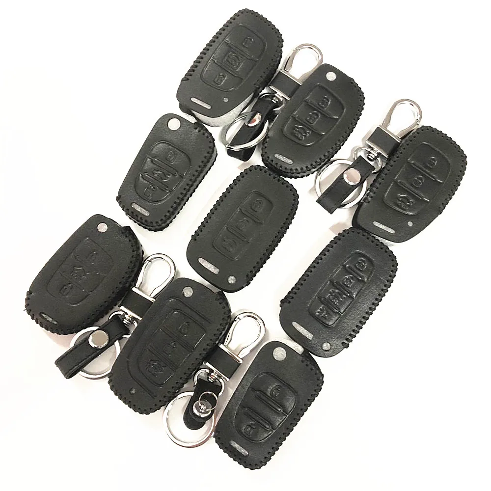 Кожаный чехол для ключей брелок Hyundai SantaFe Veracruz Mistra Tucson Veloster Rohens AZERA Avante IONIQ |