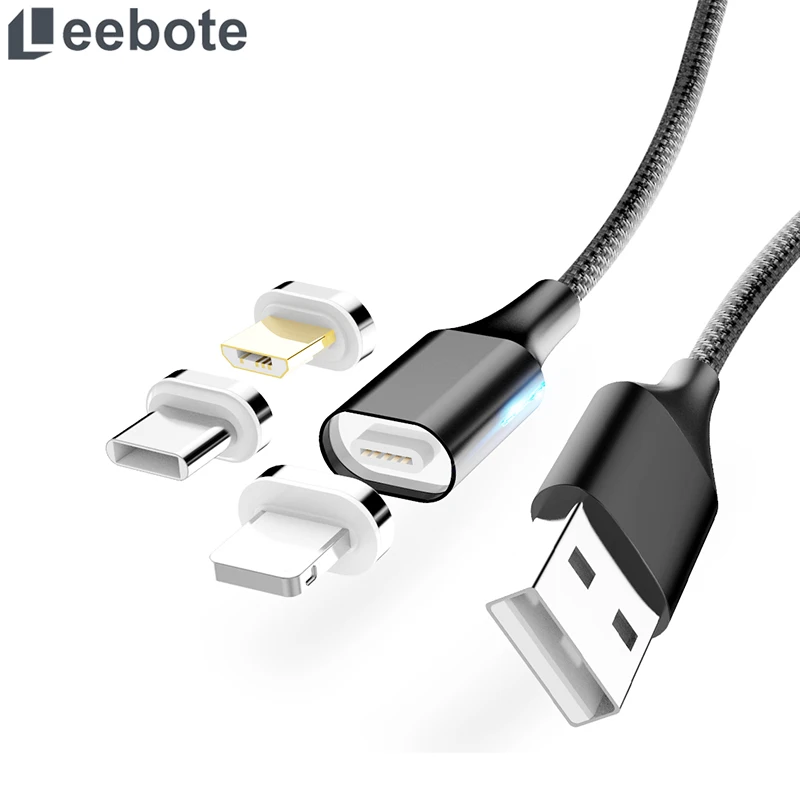 Leebote светодиодный магнитный USB-кабель Android Micro USB Type-C зарядный кабель для телефона