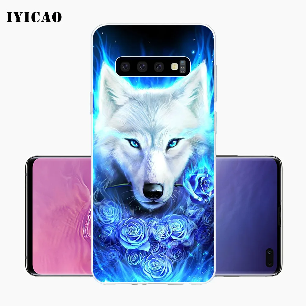 Мягкий силиконовый чехол для телефона IYICAO Cool Animal Wolf lion tiger Samsung Galaxy S10e S10 S9 S8 Plus S7 Edge