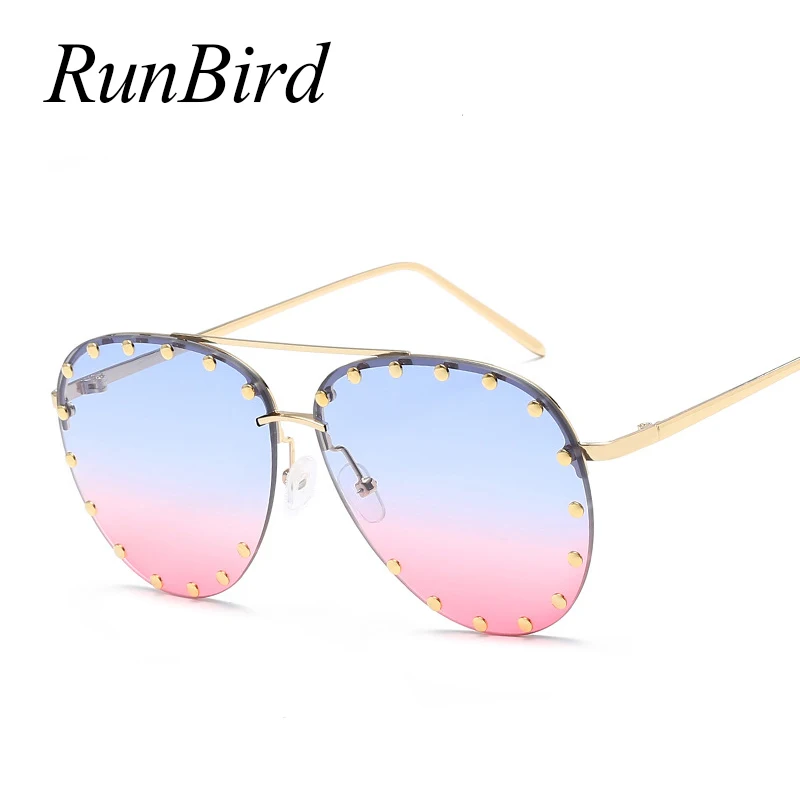 Солнцезащитные очки RunBird с заклепками и красными линзами для мужчин женщин