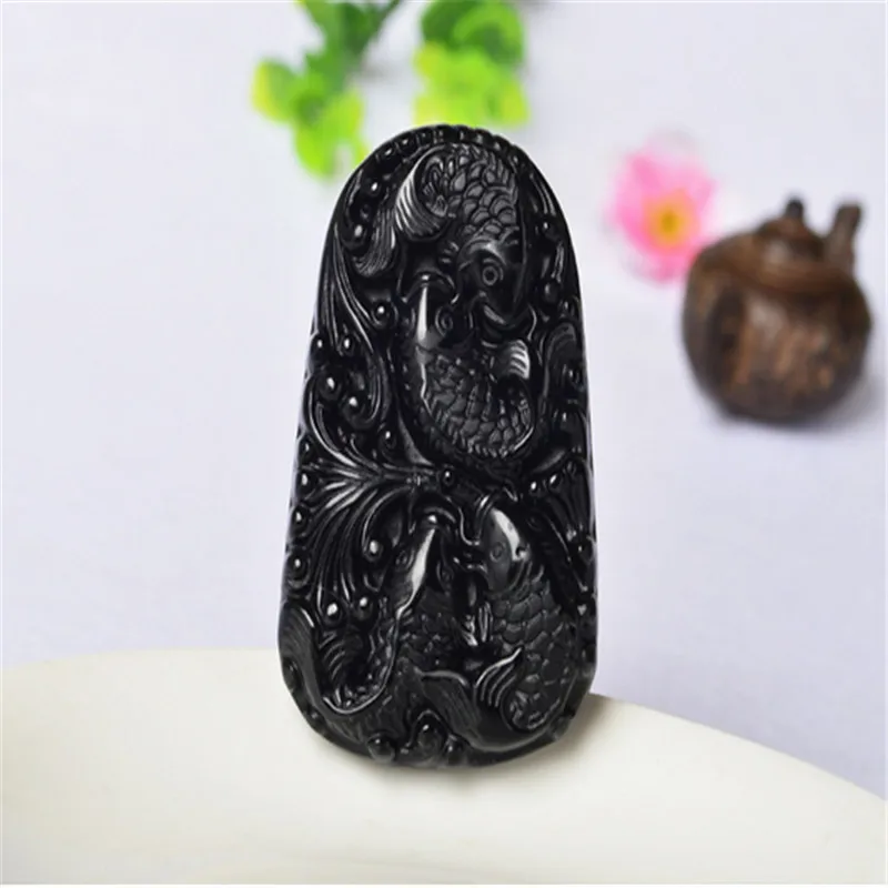 Новый Замечательный Китайский Ручной Работы Натуральный Черный Обсидиан Резные