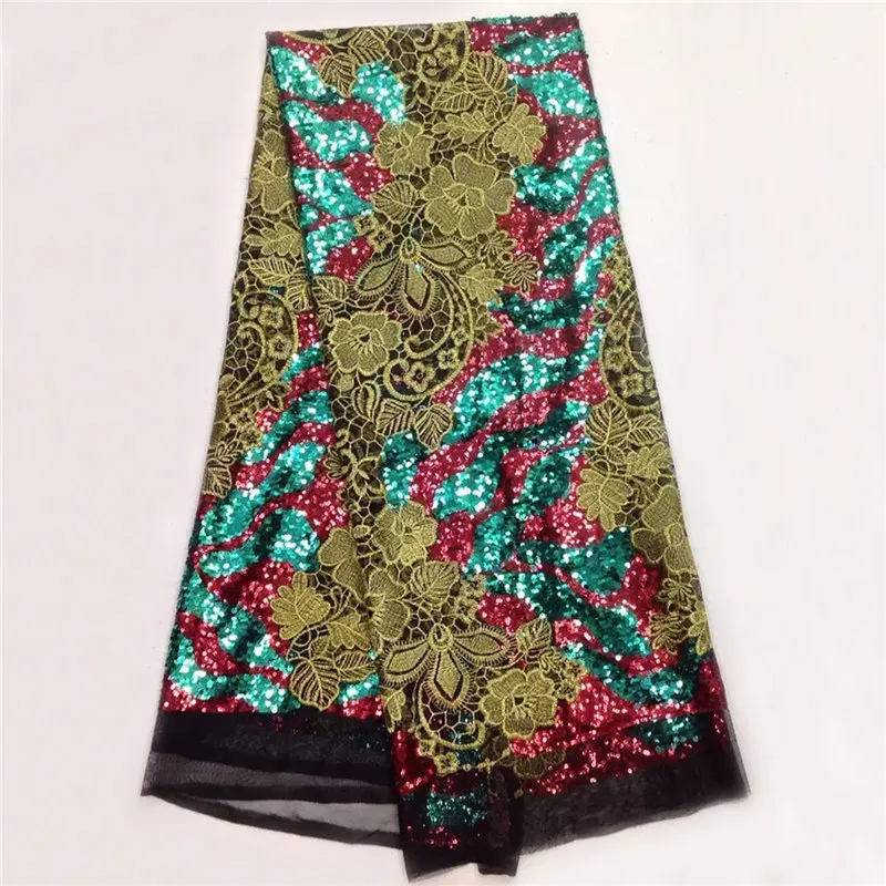 Высокий класс кружевная ткань с пайетками оптовая продажа хороший африканский
