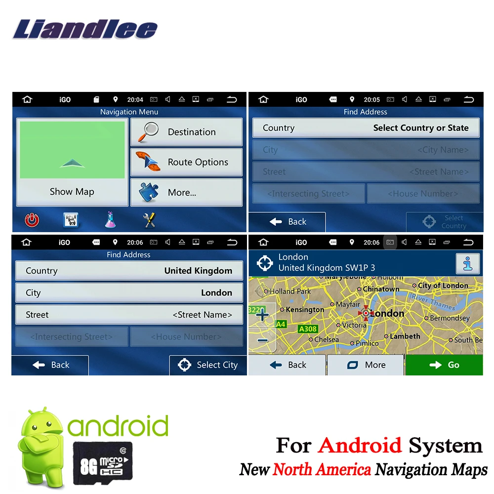 Liandlee 8 Гб sd карта GPS навигационные карты Android для Северной Америки Канада США