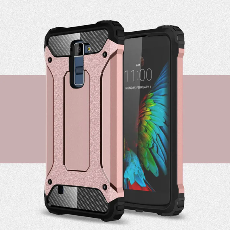 Противоударный чехол-броня Coque 5.3For Lg K10 чехол для Lg K10 Lte двойной K410 K420 K420n K430 K430ds F670 телефона чехол-лента на заднюю панель - Цвет: Rose Golden
