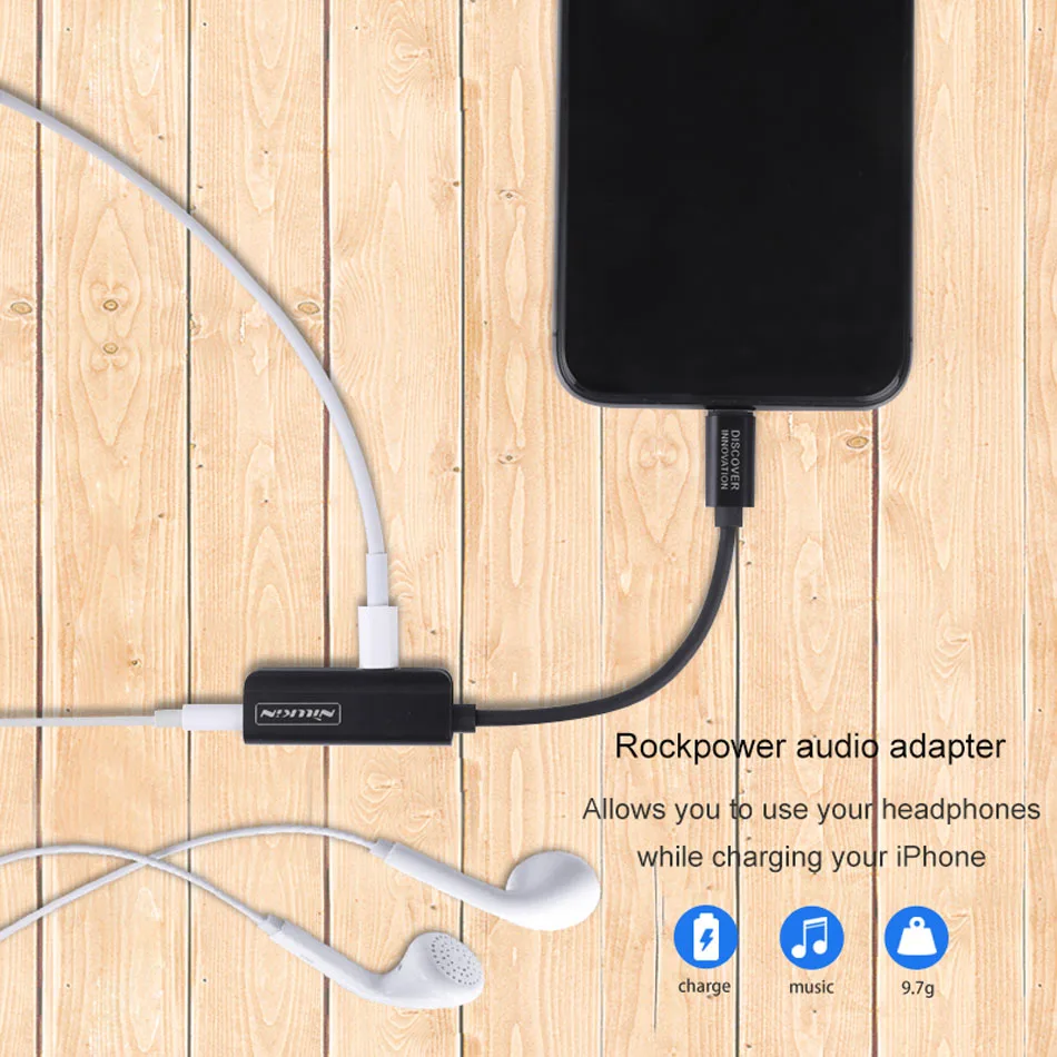 Телефонные адаптеры NILLKIN преобразователи для iPhone 7 8 Plus X Xr Xs Lighting To Lighting до 3,5 мм AUX кабель Разъем для зарядки наушников