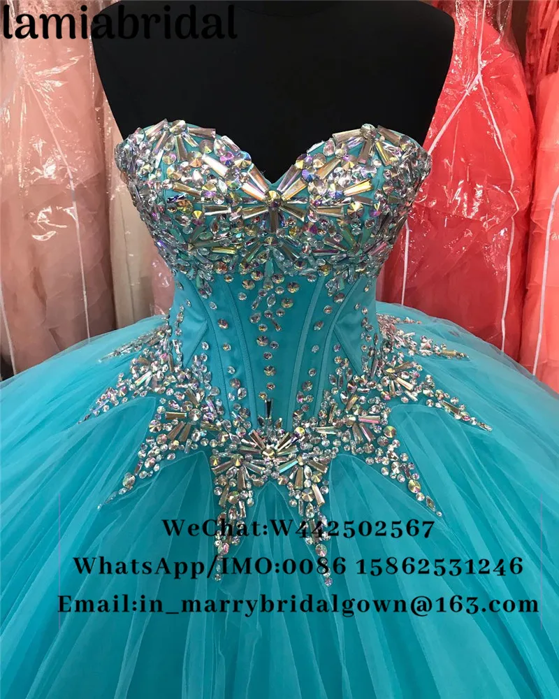 Роскошные Кристаллы сладкий 16 Бальные платья Vestidos De 15 Anos плюс размеры день рождения дебютантка маскарадное для выпускного вечера вечерние