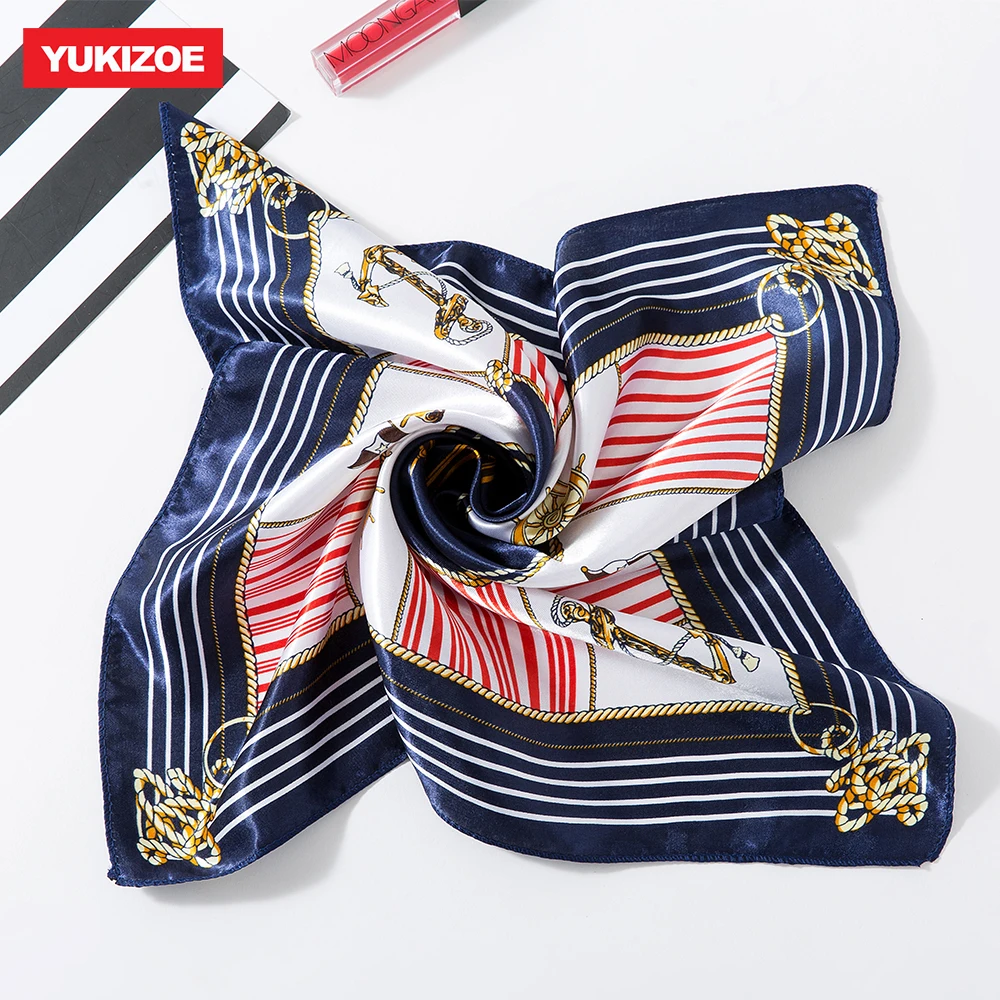 Small Square Hair Scarf Women Neck Hotel Waiter Flight Attendants Business Imitate Bandana Silk Bag Scarves 50*50CM | Аксессуары для
