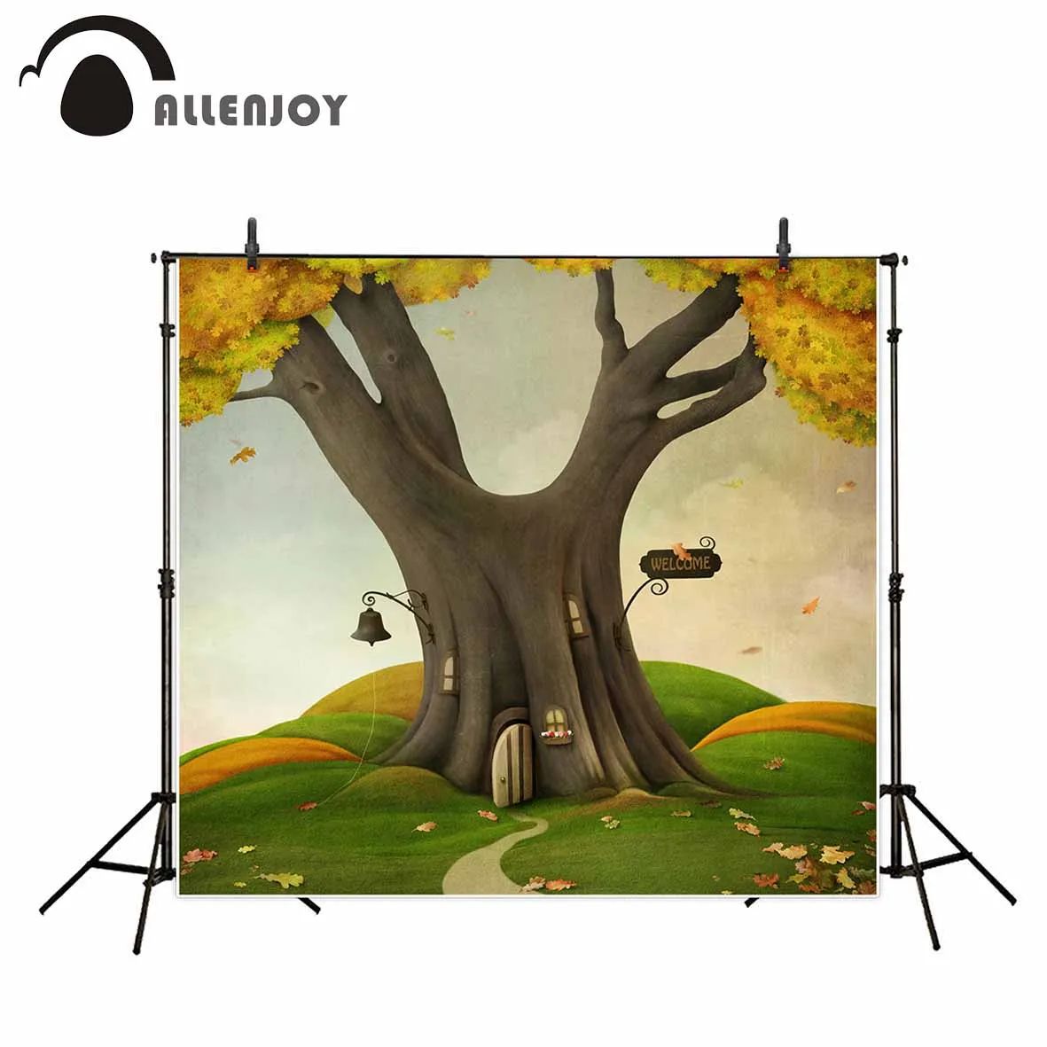 

Allenjoy photography backdrop Cartoon wizard green tree house custom children background new original design for photo studio