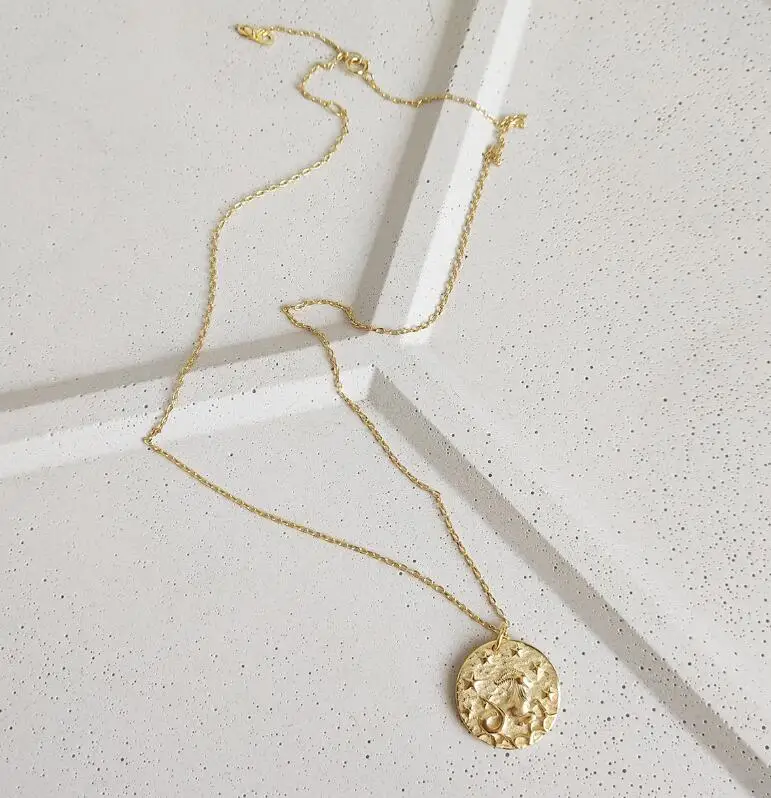 Coin Pendant 55cm 925 пробы Серебряное ожерелье-чокер в стиле барокко с подвеской в виде монеты, модное ювелирное изделие, Короткое женское ожерелье - Окраска металла: Coin Pendant 55cm