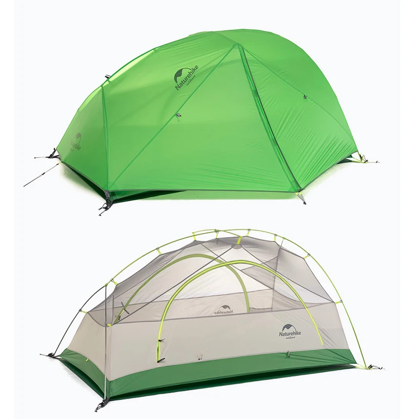 Bestellen DHL Freeshipping Neue 2 Person Camping Zelt Wasserdicht 20D Silikon Stoff Doppel-schicht Zelt 4 Jahreszeiten Zelt NH17T012-T