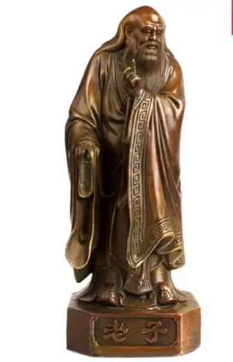 Китайская медная статуя Лао-цзы декорированная шалфея имитирующая древнюю