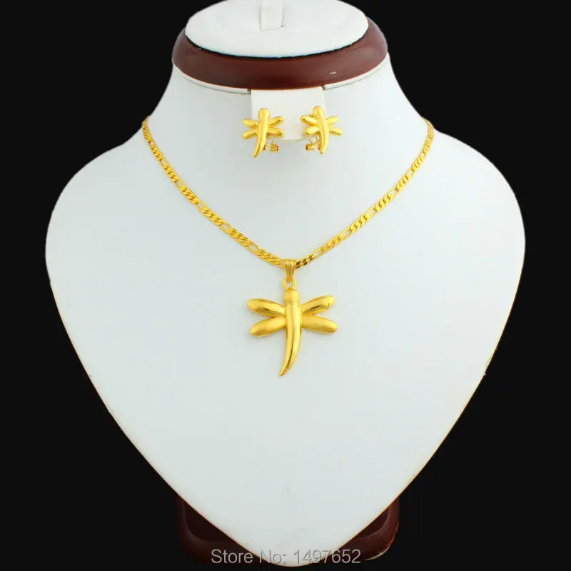 Серьги подвески Dragonfly набор ювелирных изделий/серьги золотого цвета с животными