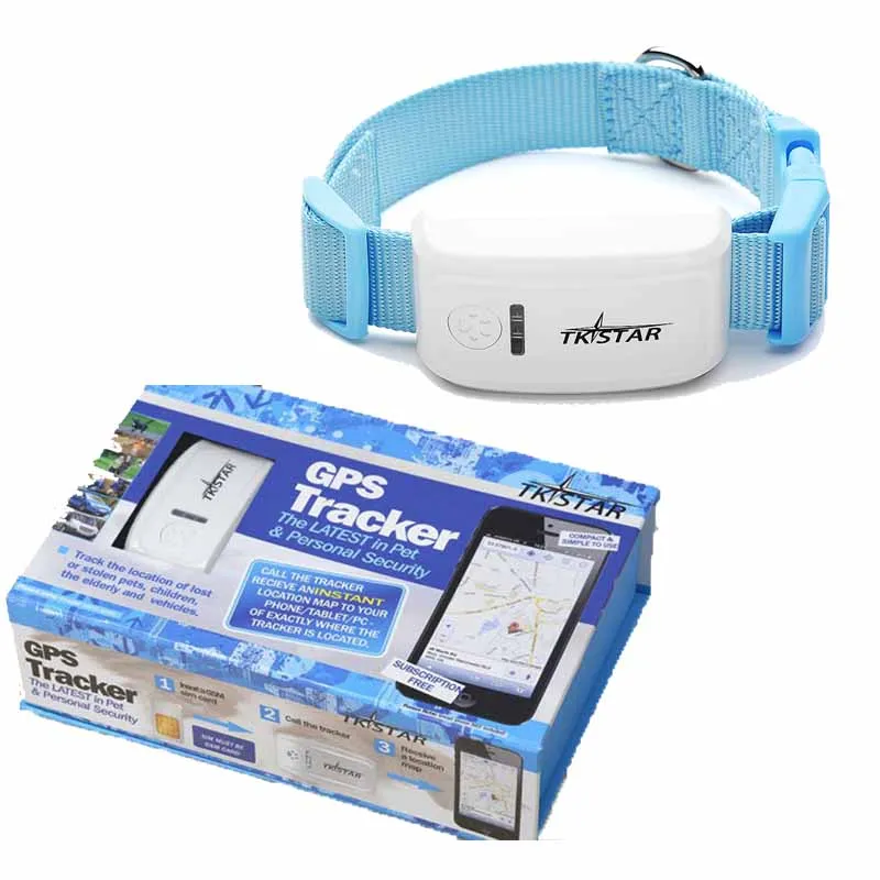 blue with box Новинка TKSTAR мини gps трекер ожерелье GSM GPRS TK909 отслеживание в реальном времени долгое время для собак кошек домашних животных без коробок - Цвет: blue with box