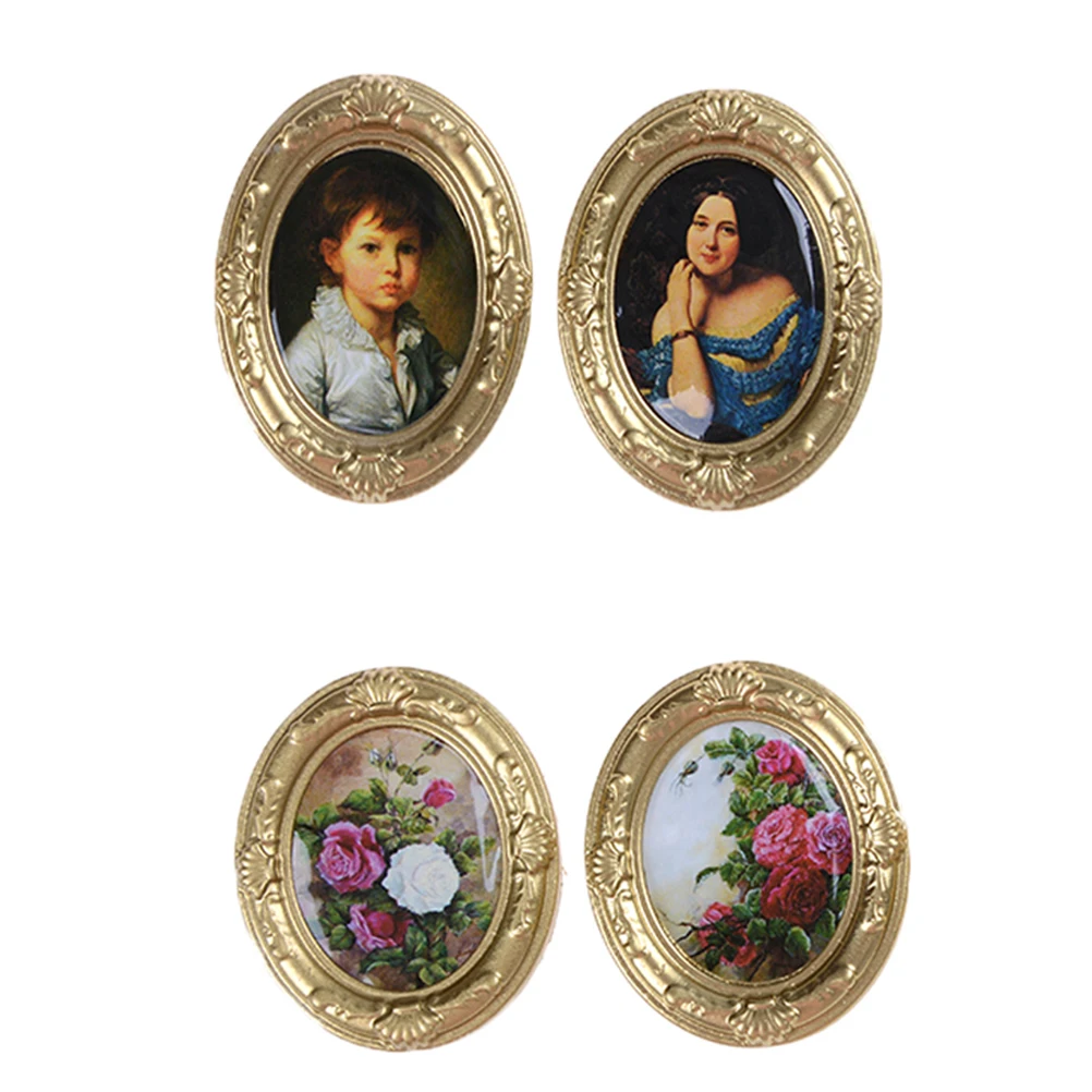 

Gold New 1:12 Dollhouse Miniature Framed Wall Painting Home Decor Room Items Novelty Funny Gifts Baby Kids Toy