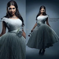 elegant saudi arab prom dresses a line scoop ankle length hand made flower lace party dress vintage dubai dresses