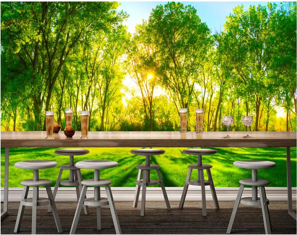 3D обои на заказ с изображением солнечного леса луга пейзажа для гостиной|wallpaper 3d