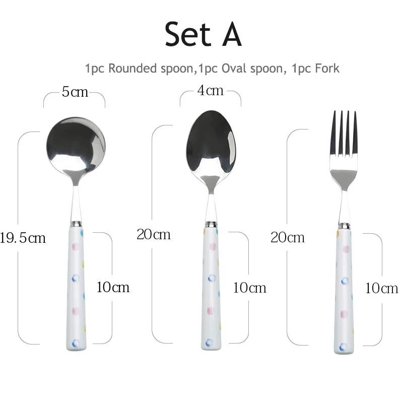 Столовые приборы из нержавеющей стали с керамической ручкой яркие ложки вилки