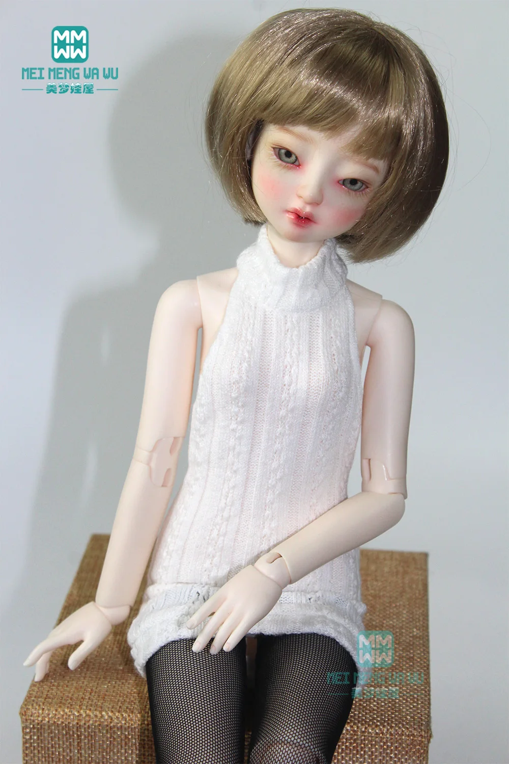 

Clothes for doll fits 43cm 1/4 BJD doll fashion sexy halter sweater white, black, grey, pink