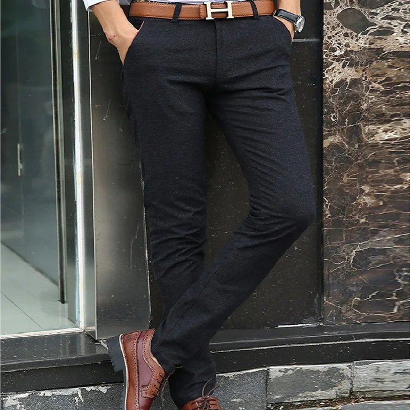 Для мужчин брюки летние Повседневное матовый стрейч мужской Slim fit Брюки Модный