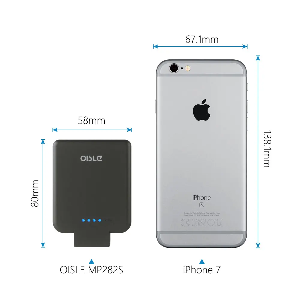 Фото OISLE быстрое зарядное устройство для iPhone 8/7/6(s) /x/11/SE2/XR, Ультратонкий внешний аккумулятор, мини резервный портативный зарядный чехол №2