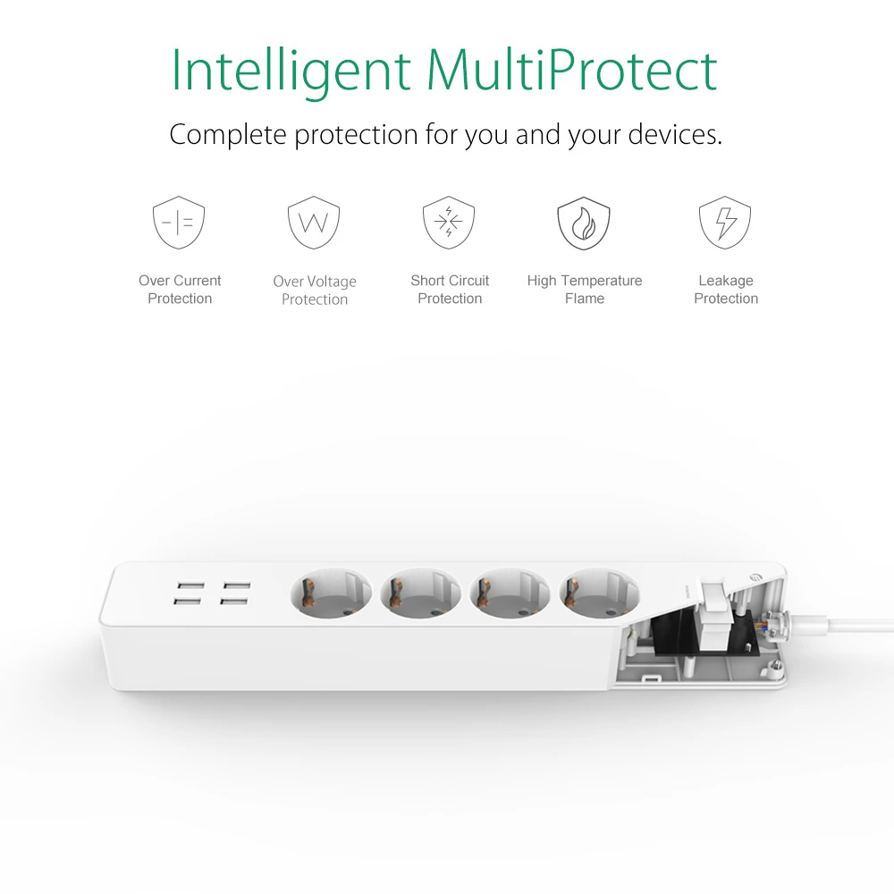 ORICO Smart power Strip розетки EU Plug 5V2. 4A переключатель перегрузки стабилизатор напряжения