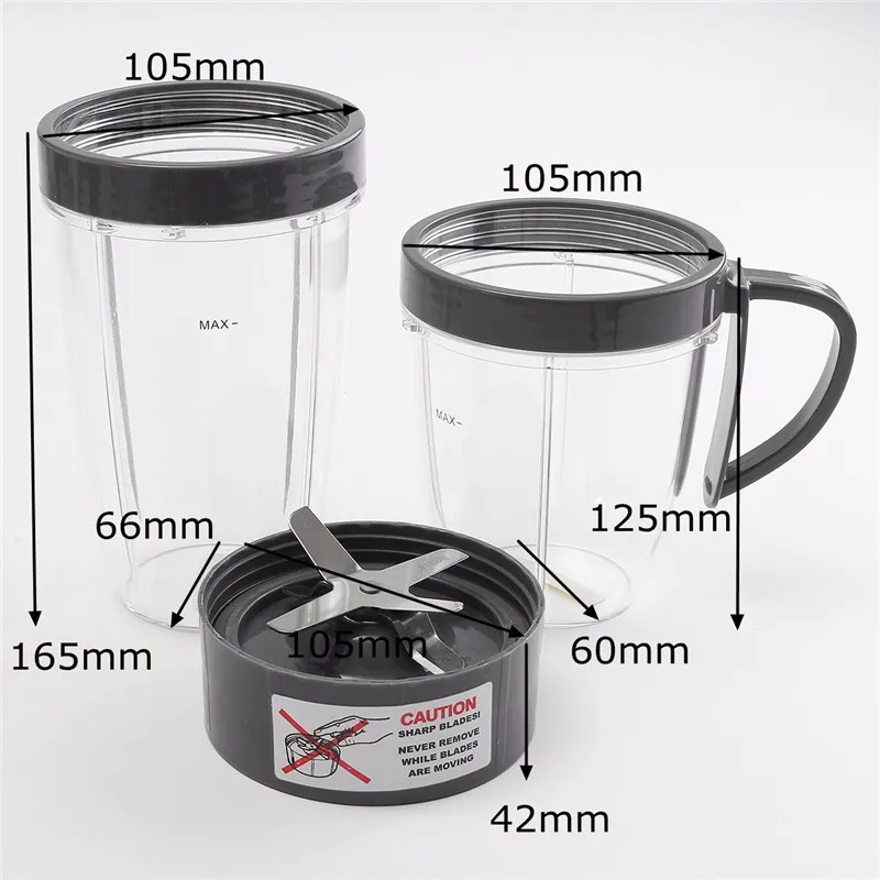 Пластиковая серая прозрачная чашка+ Сменный Набор лезвий для NutriBullet, Легкая очистка, безопасная для мытья в посудомоечной машине, прочное качество