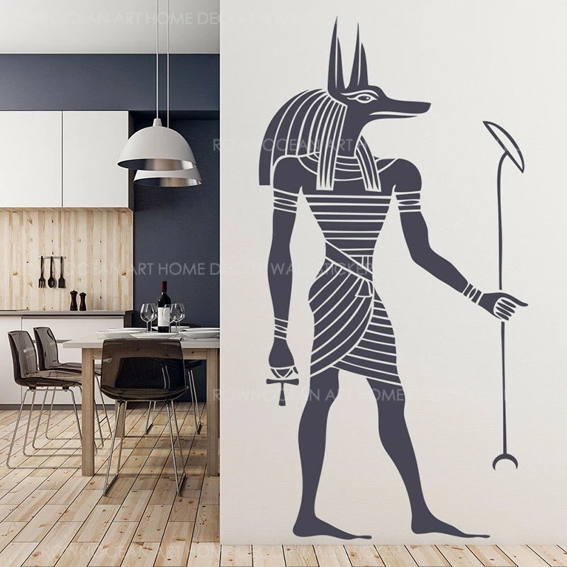 Египетские настенные наклейки Anubis, древний Египетский стиль, обои для дома, гостиной, декоративные съемные настенные наклейки Anubis, 3353