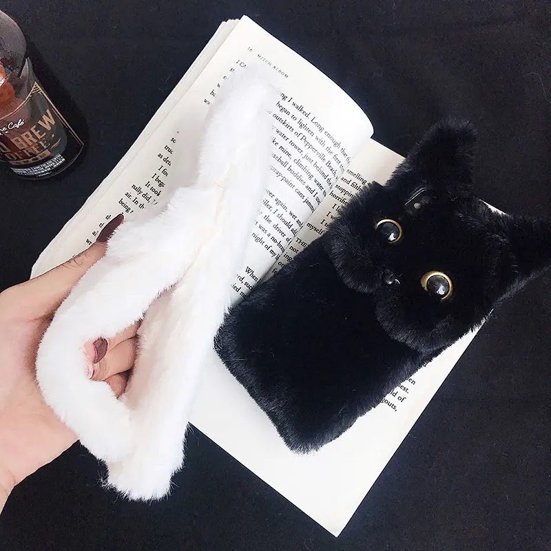 Funda para iPhone XS Max X XR fundas dibujos animados 3D gato peludo mullido для funda 6 S 7 Plus caso |