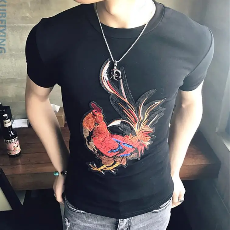 Летняя футболка Для мужчин Мода 2018 петух печати Slim Fit s повседневные футболки