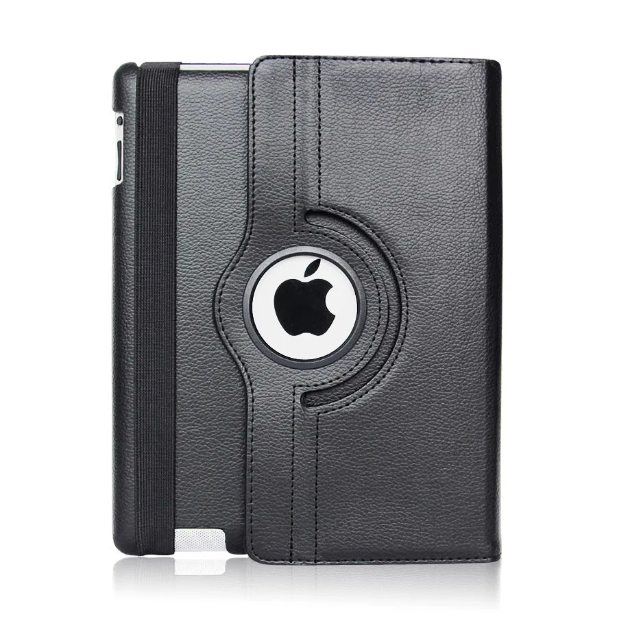 Вращающийся принципиально Капа для iPad 2/3/4 Чехол Smart будильника Wake-Sleep чехол для iPad A1460 A1459 A1458 A1416 A1430 A1403 A1397 A1396 A1395 - Цвет: Черный