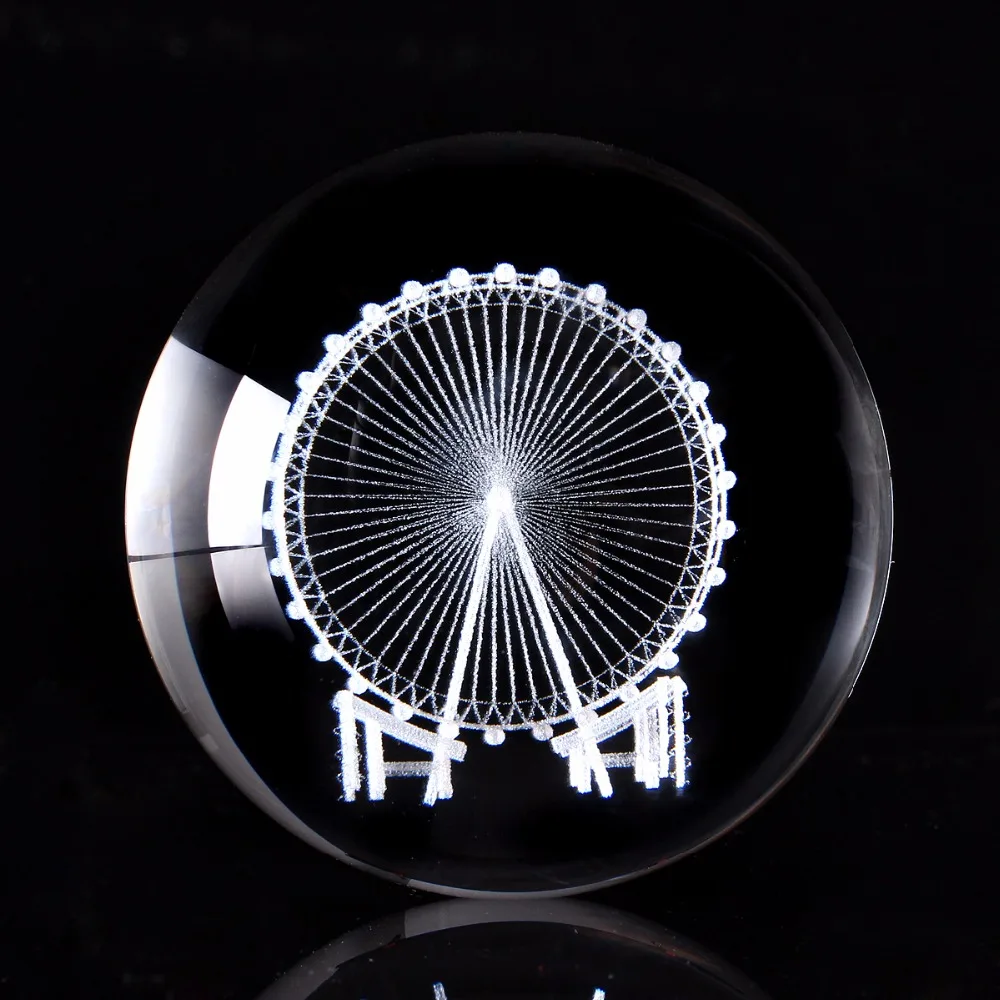 

60/80 мм 3D лазерная гравировка колесо обозрения хрустальный шар 3D миниатюрная модель Сфера Стеклянный Шар Орнамент Аксессуары для домашнего ...