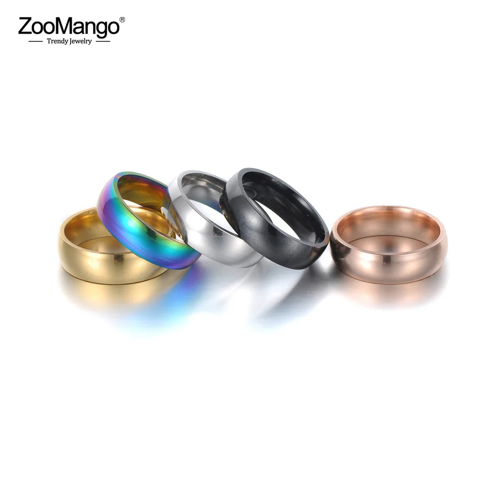 Zoomango гладкие, из нержавеющей стали Обручение кольцо золото/серебро Цвет изогнутые парные обручальные кольца для Для женщин Прямая ZR18115