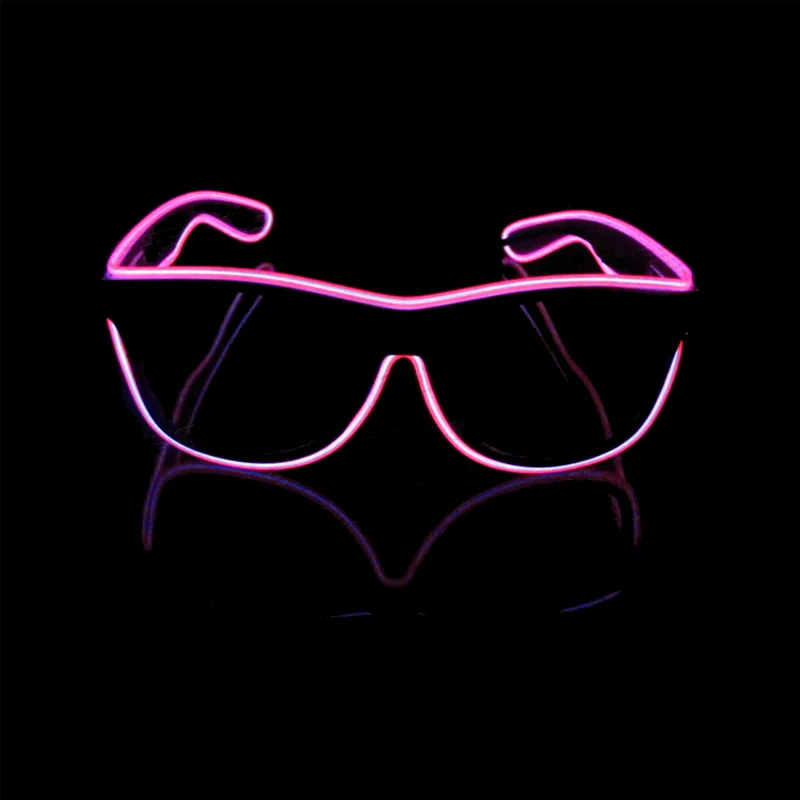Pink LED Glowing Glasses Flashing Glass EL Wires Novelty Party Decorative Club Lighting Cosplay Masks Gift Bright Light Sunglasses - Цвет: Pink