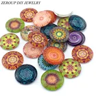 Стеклянный кабошон ZEROUP, 10 мм, 12 мм, смешанный узор, камея, круглый кабошон, базовые принадлежности для ювелирных изделий, аксессуары, изображения ручной работы, 50 шт.