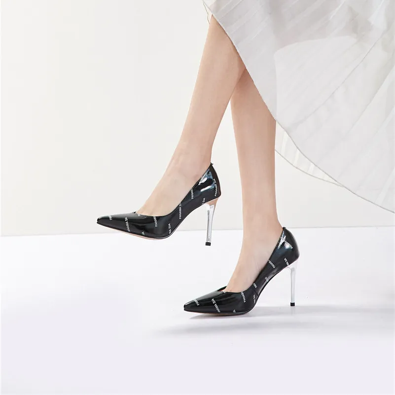 

CONASCO Brand Pumps Women High Heels Pointed Toe Sexy Party Wedding Shoes Woman Patent Leather High Quality Office Pumps