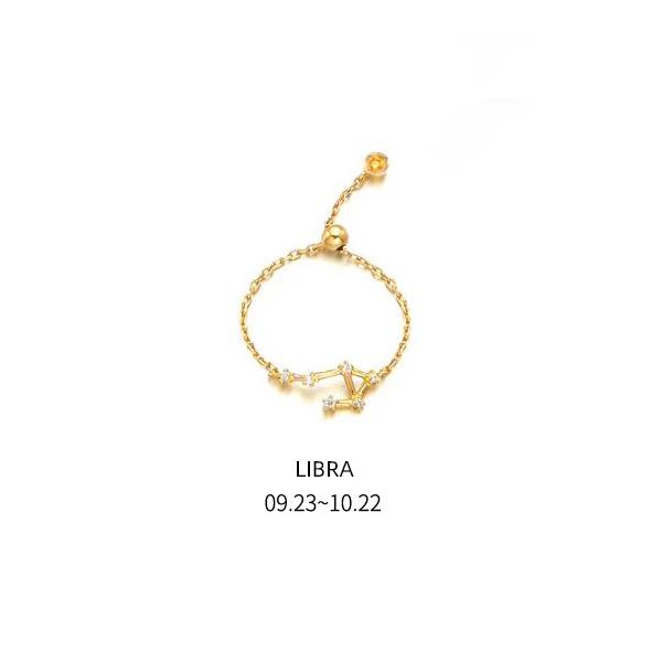 Modian Twelve Constellations Finger Ring 925 Sterling Silver Female Pisces Cancer Aries Leo Rings For Women Charm Jewelry - Цвет основного камня: LIBRA
