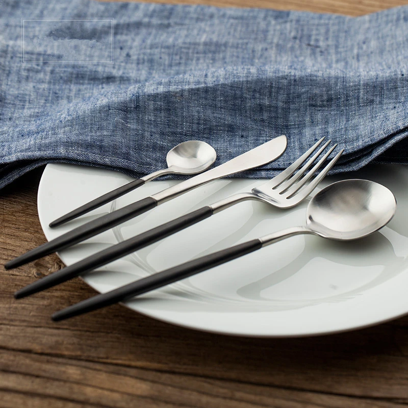 KTL 4 шт./лот набор посуды черного/золотого цвета высококачественный Обеденный нож