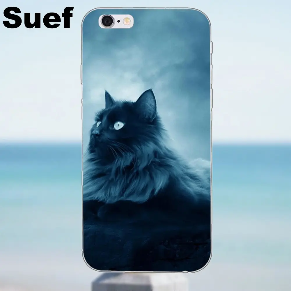 Для iPhone 4 4S 5 5S 5C SE 6 6S 7 8 Plus X Samsung Galaxy J1 J3 J5 J7 A3 A5 2016 2017 TPU Защитный серый фантазия кошка