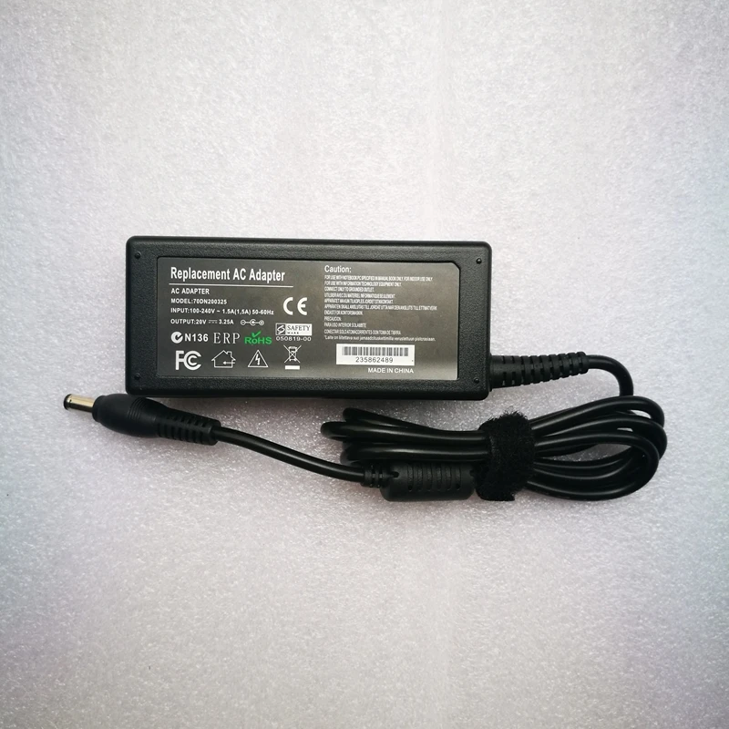 20V 3.25A AC Power Adapter Laptop Charger for Lenovo Z500 B470 B570e B570 G570 G550 G430 G450 G455 G460 G460A G475 G555 G560
