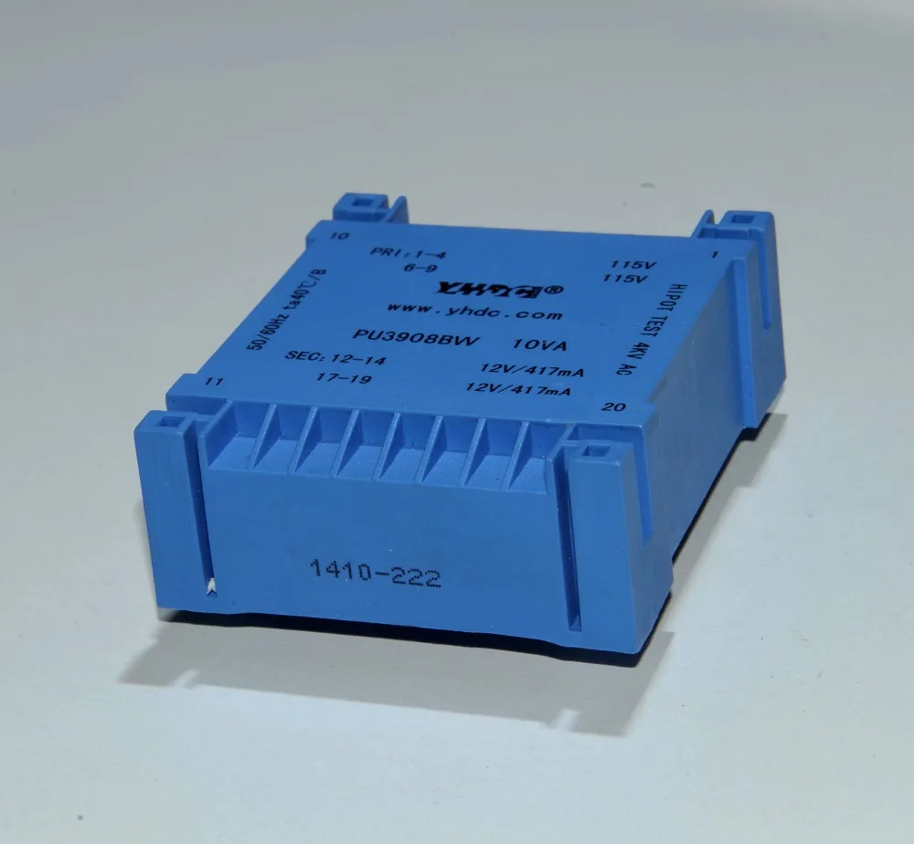 PU3908BW мощность 10 ВА вход 2*115 в Выход 2*12 В Инкапсулированный трансформатор PCB