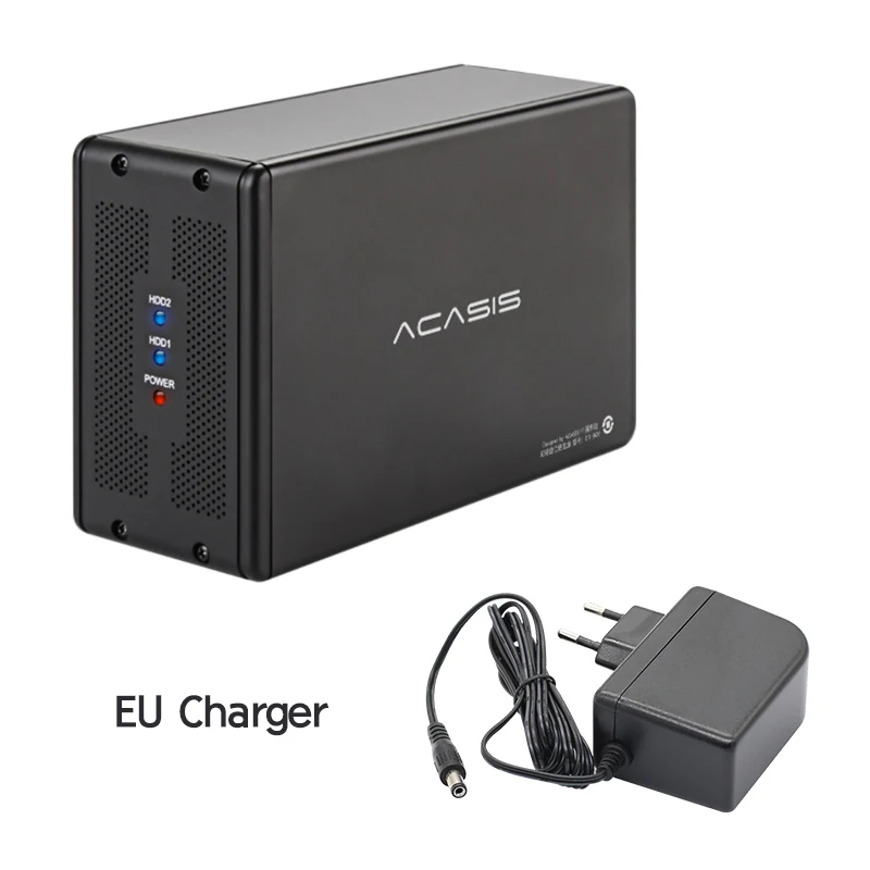 ACASIS DT-3608 SATA последовательный порт для USB3.0 мобильный жесткий диск массив RAID жесткий диск коробка Настольный 3,5 дюймов двойной жесткий диск - Цвет: BLACK EU Plug