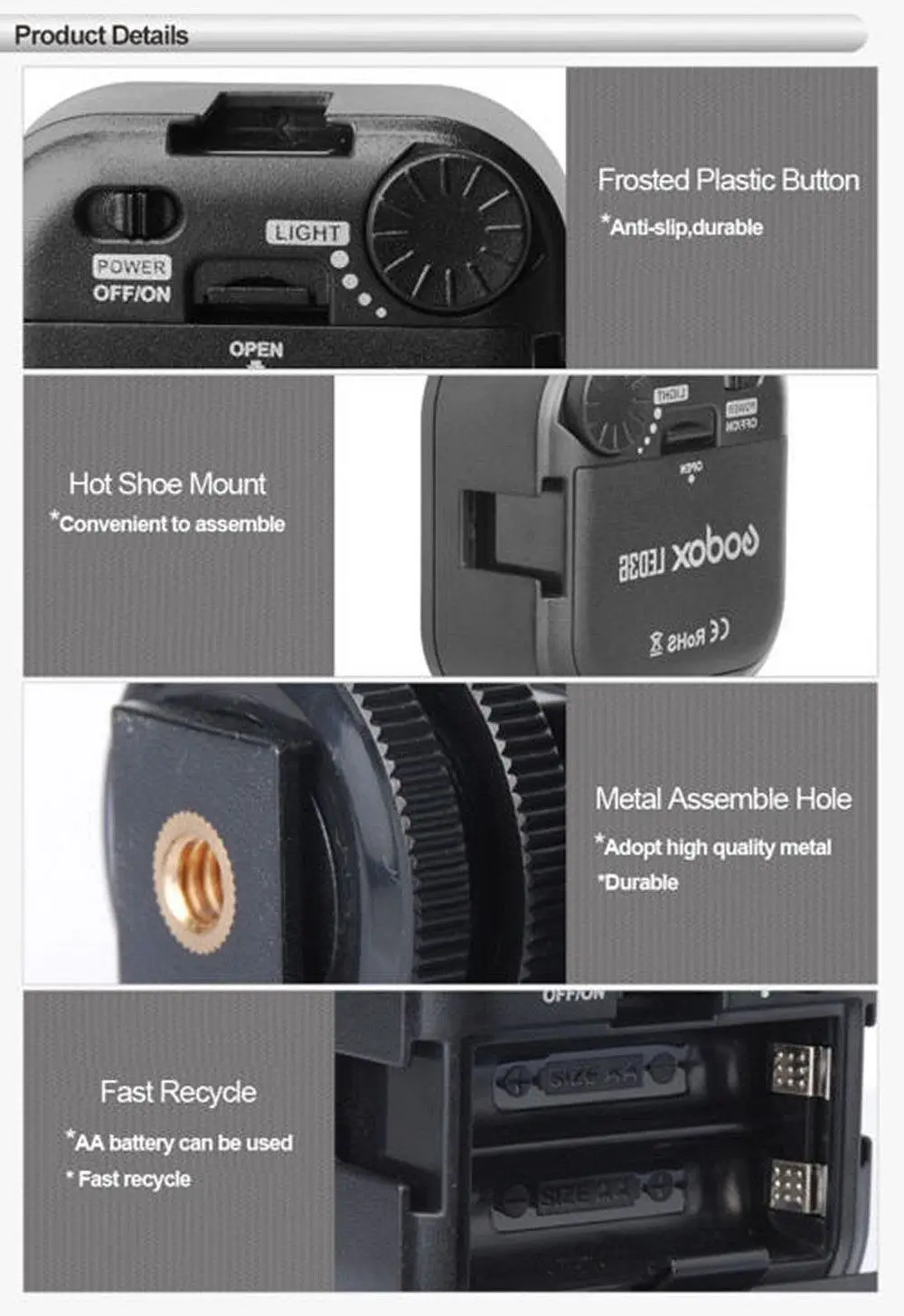 Godox светодиодный 36 светодиодный свет видео 36 светодиодные лампы фотографического освещения 5500~ 6500 K для DSLR камеры видеокамеры мини DVR