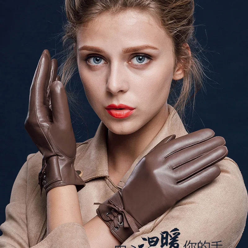 BOOUNI женские перчатки из натуральной кожи на осень и зиму плюс бархатные модные