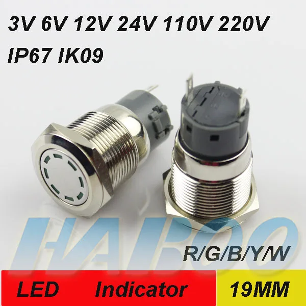 1 шт. 19 мм индикатор освещения ангельский глаз R/G/B/Y/W цвета на выбор металлический