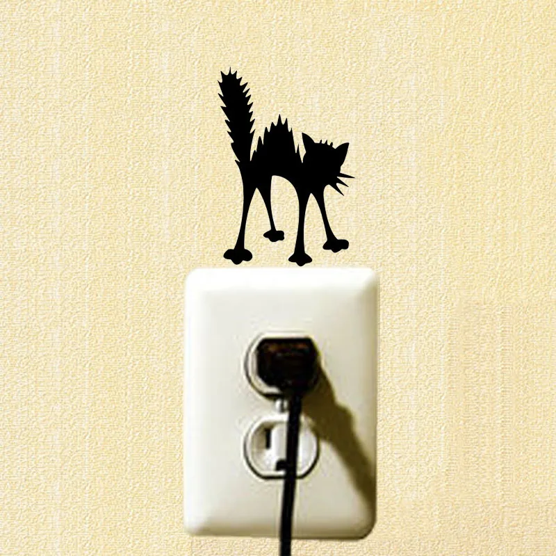 

Shocked Electric Cat Switch Sticker Funny Cartoon Decorative Wall Decals 2SS0476