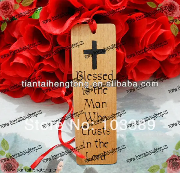 6pcs/pack free shipping cheap promotional gift beech wood bible religious bookmark with silk printing | Украшения и аксессуары