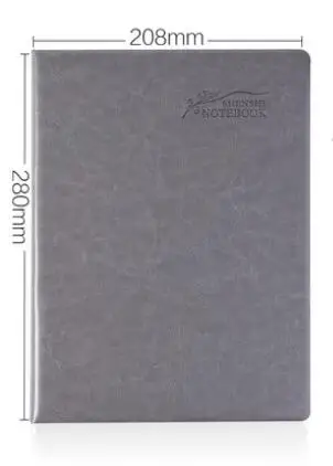 A4 gray Большой блокнот формата А4, B5, с логотипом, на заказ, для офиса, школьные принадлежности, искусственная кожа, Обложка, большой блокнот, дневник, подарок - Цвет: A4 gray