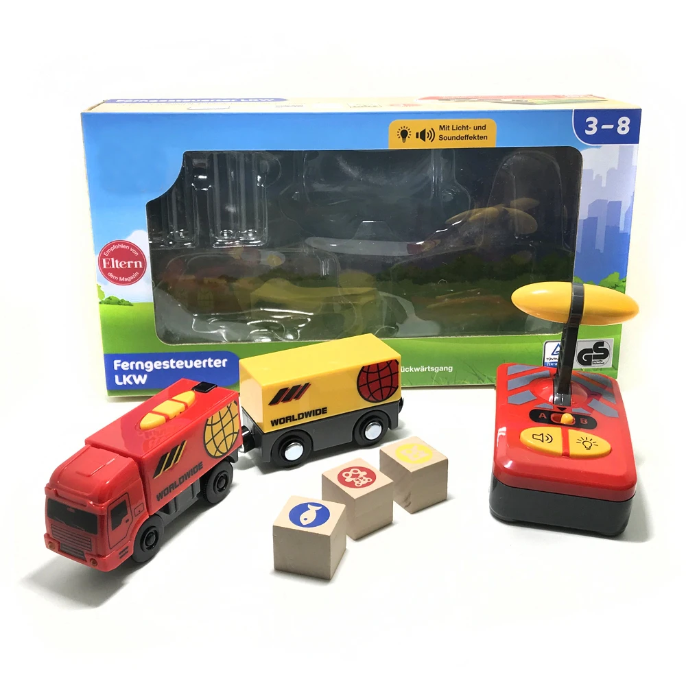 

w05 Free shipping Remote control magnetic electric locomotive compatible wooden track red worldwide train