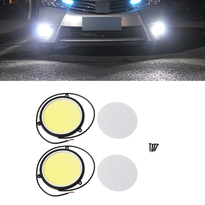 2 шт. DC12V 90 мм COB Автомобильные DRL круглые дневные ходовые огни белые светодиодные